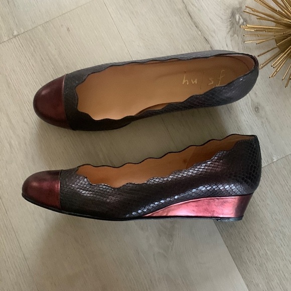 French Sole New York miles FS/NY snake leather gray‎ tip plum - Picture 1 of 11